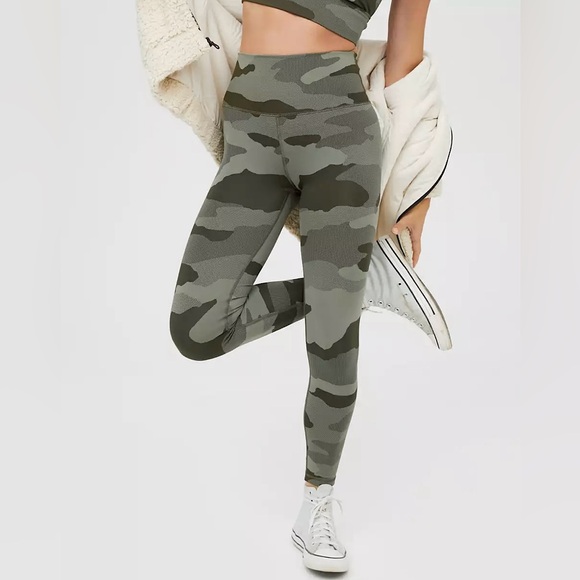 aerie Pants - OFFLINE by Aerie Camo High Waisted Legging Olive Fun Green Camo